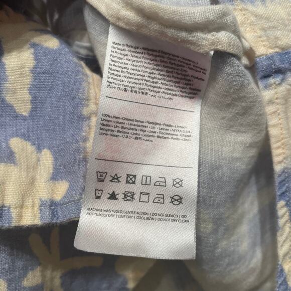 Desmond & Dempsey M Linen Shirt | Blue Palm Tree Print, 100% Linen, Portugal - Picture 6 of 9